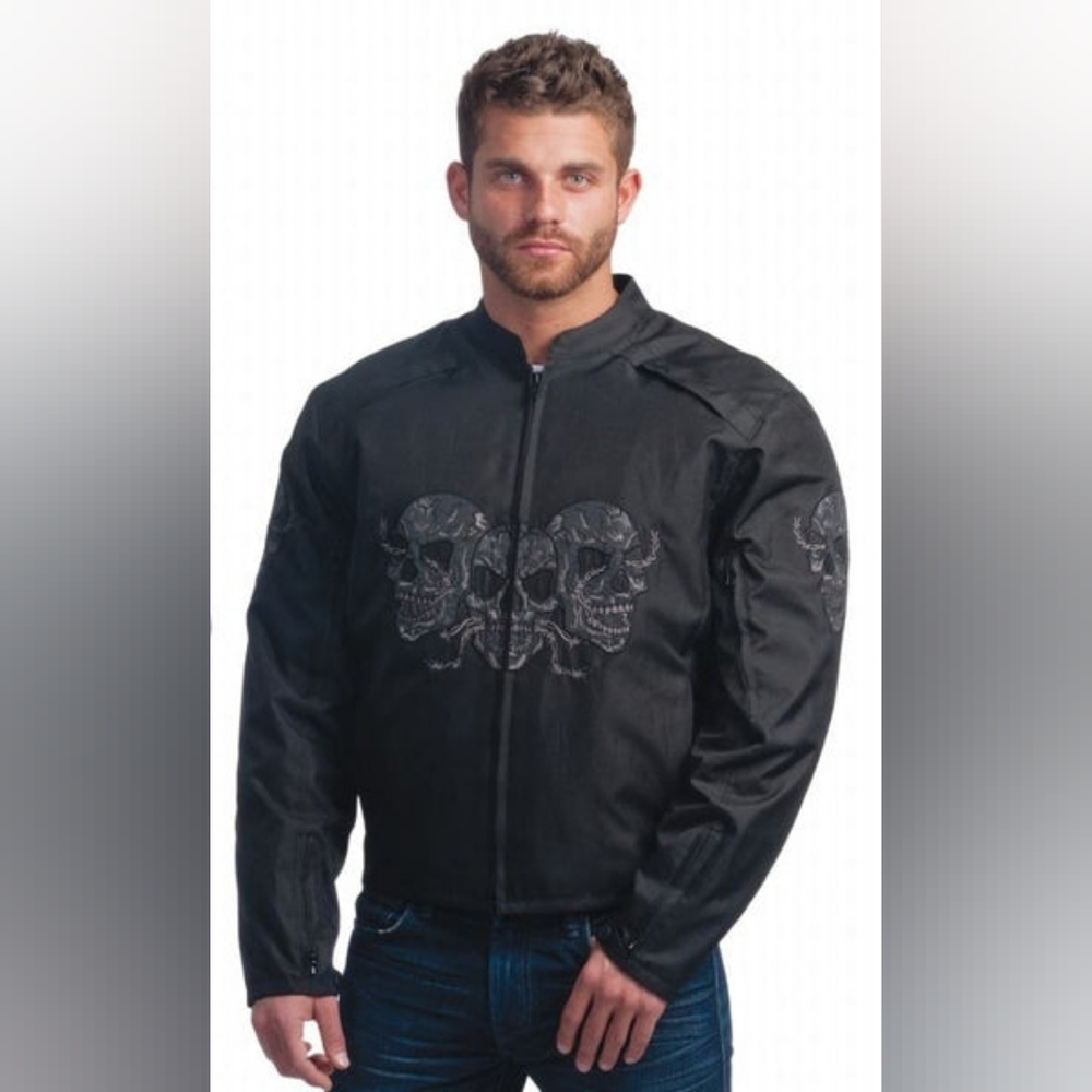 Motorcycle Jacket Skull Black XXL Padded Armour